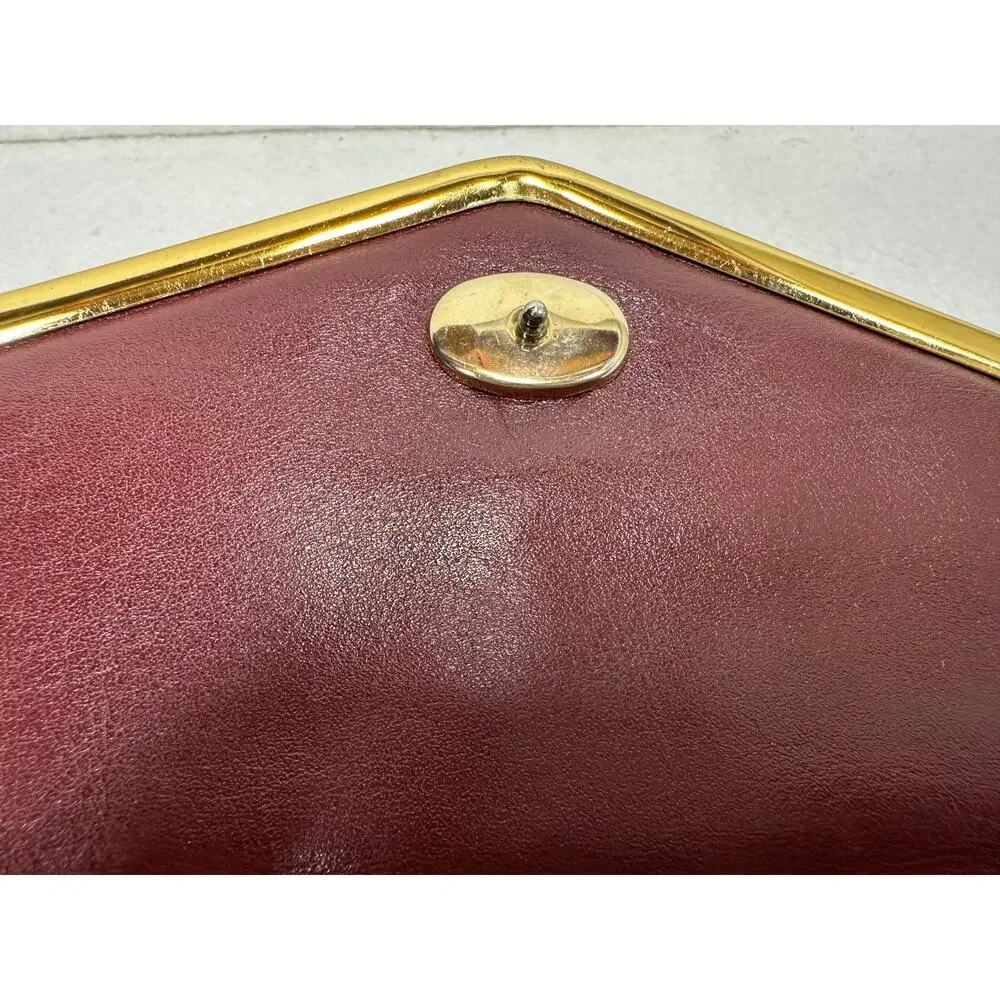 Vintage Etienne Aigner Burgundy Leather Envelope Clutch